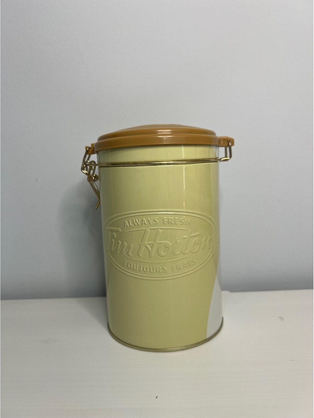 Limited Edition Tim Hortons Coffee Canister Metal Storage Tin Clamp Lid #006 - Picture 3 of 8